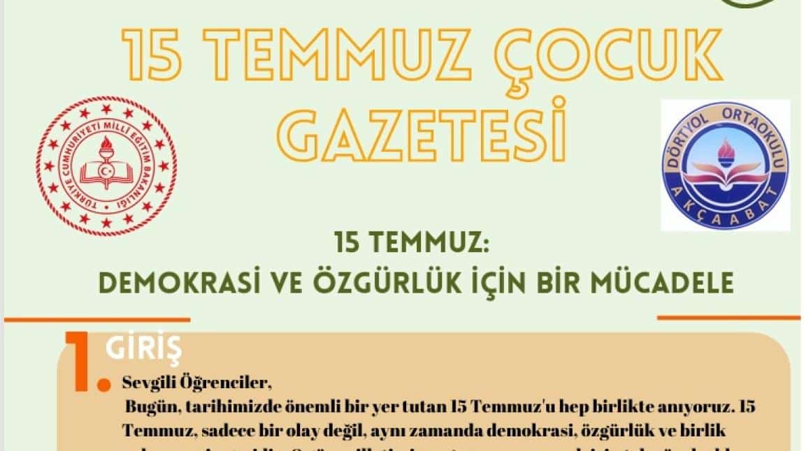 15 Temmuz Çocuk Gazetesi Özel Sayısı Yayınlandı